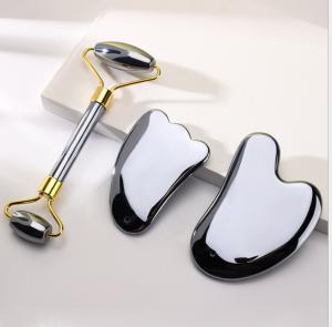Wholesale Gua Sha Massage Tool Jade Stone Facial Roller Microfiber Cloth Included from china suppliers