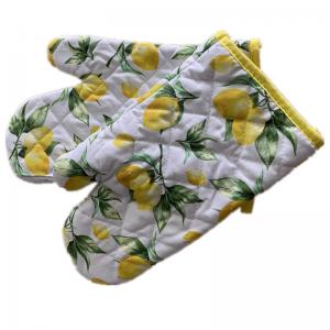 Wholesale Cute Lemon Printed Oven Mitts Heat Resistant Fabric Microwave Kitchen Gloves from china suppliers