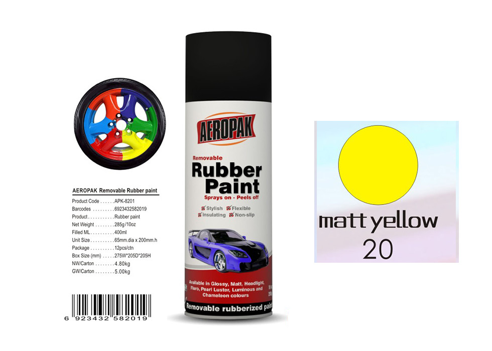 Wholesale Higher Adhesive Removable Rubber Spray Paint , Matt Yellow Color Auto Spray Paint from china suppliers