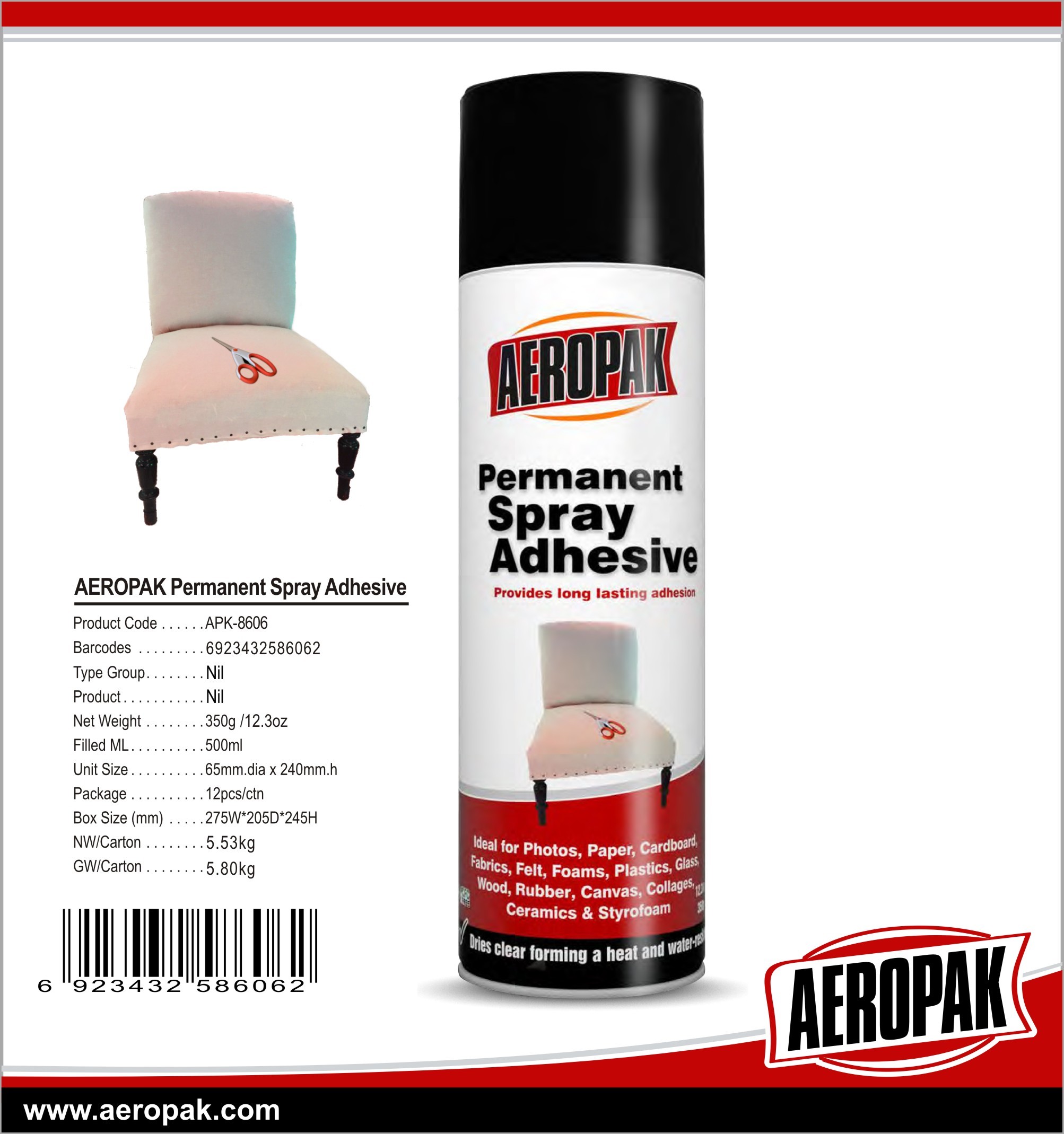 Wholesale Aeropak 500ml Permaent Spray Adhesive from china suppliers