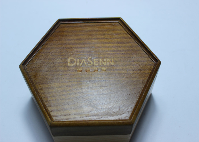 Dark Solid Wood Standing Jewelry Box , Gift Wood Hexagon Shaped Box