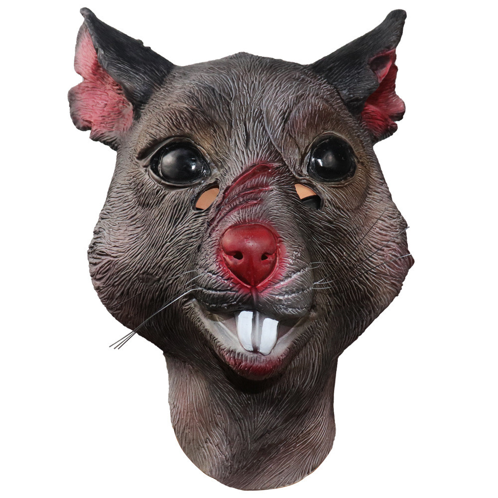 China Fancy Dress Up Animal Latex Masks , Rattus Rat Head Mask Carnival Prop For Party on sale
