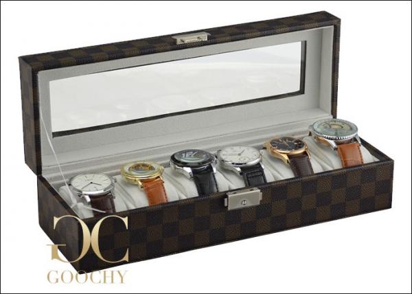 Leather Watch Storage Case in Louis Vuitton Damier Graphite 6 Slot Watches Box of wristwatchbox