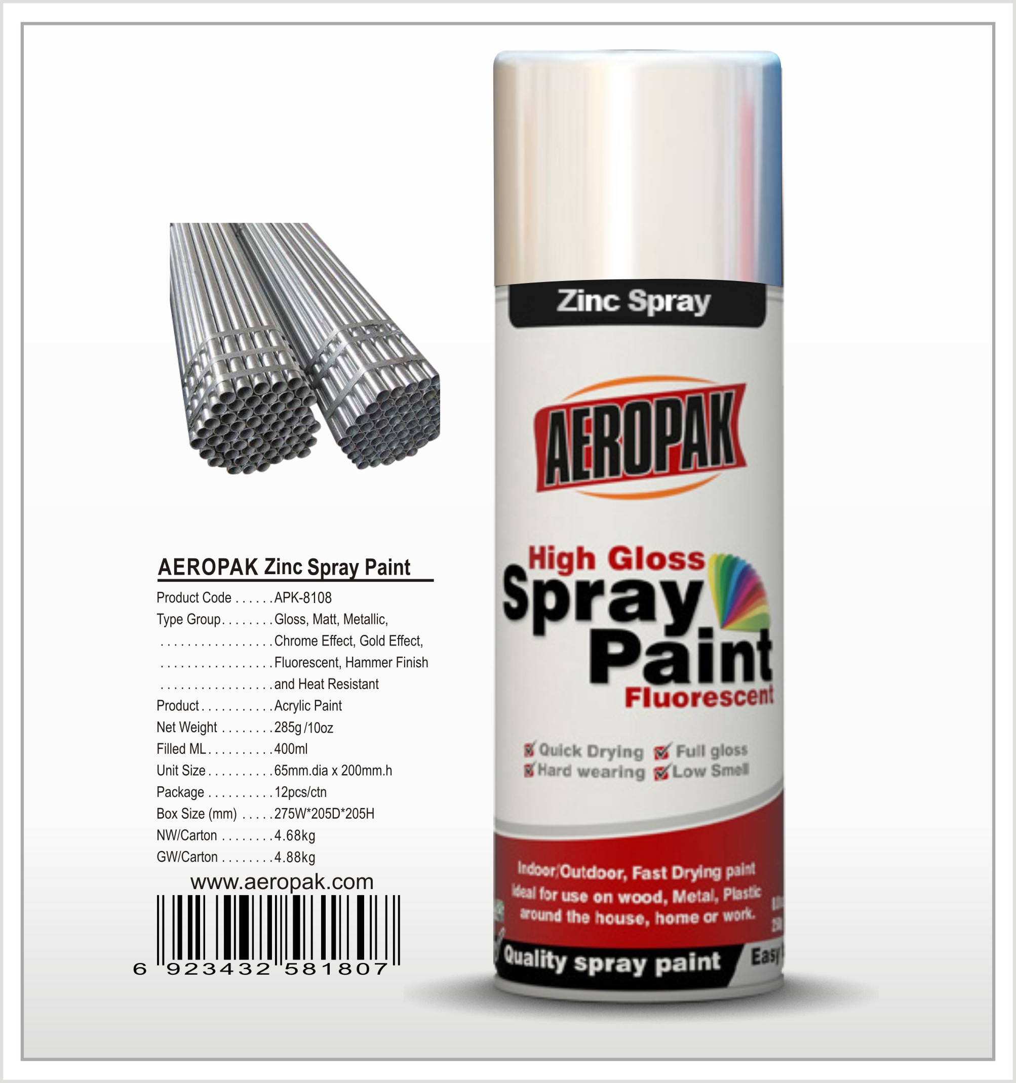 Wholesale Aeropak  aerosol can 400ml 10oz Zine spray paint with all colors from china suppliers