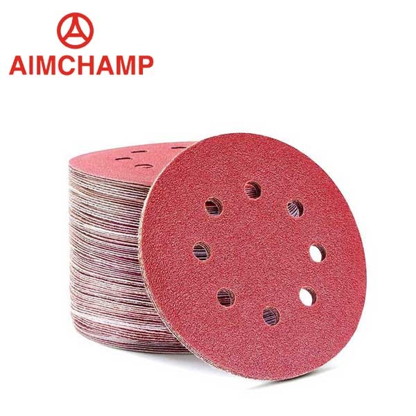 Wholesale Sanding Disc Sandpaper 6 Inch 150mm Red Aluminum Oxide Sand Paper 8 holes from china suppliers