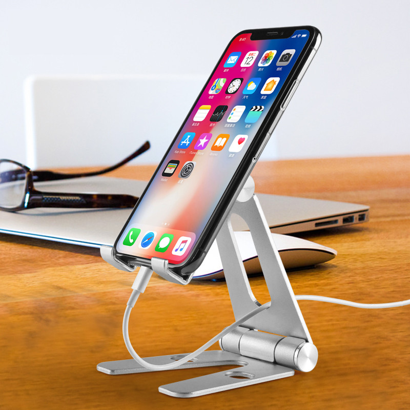 Wholesale COMER Rotation metallic cell phone holder desk double adjustable angle mobile tabletop stand from china suppliers