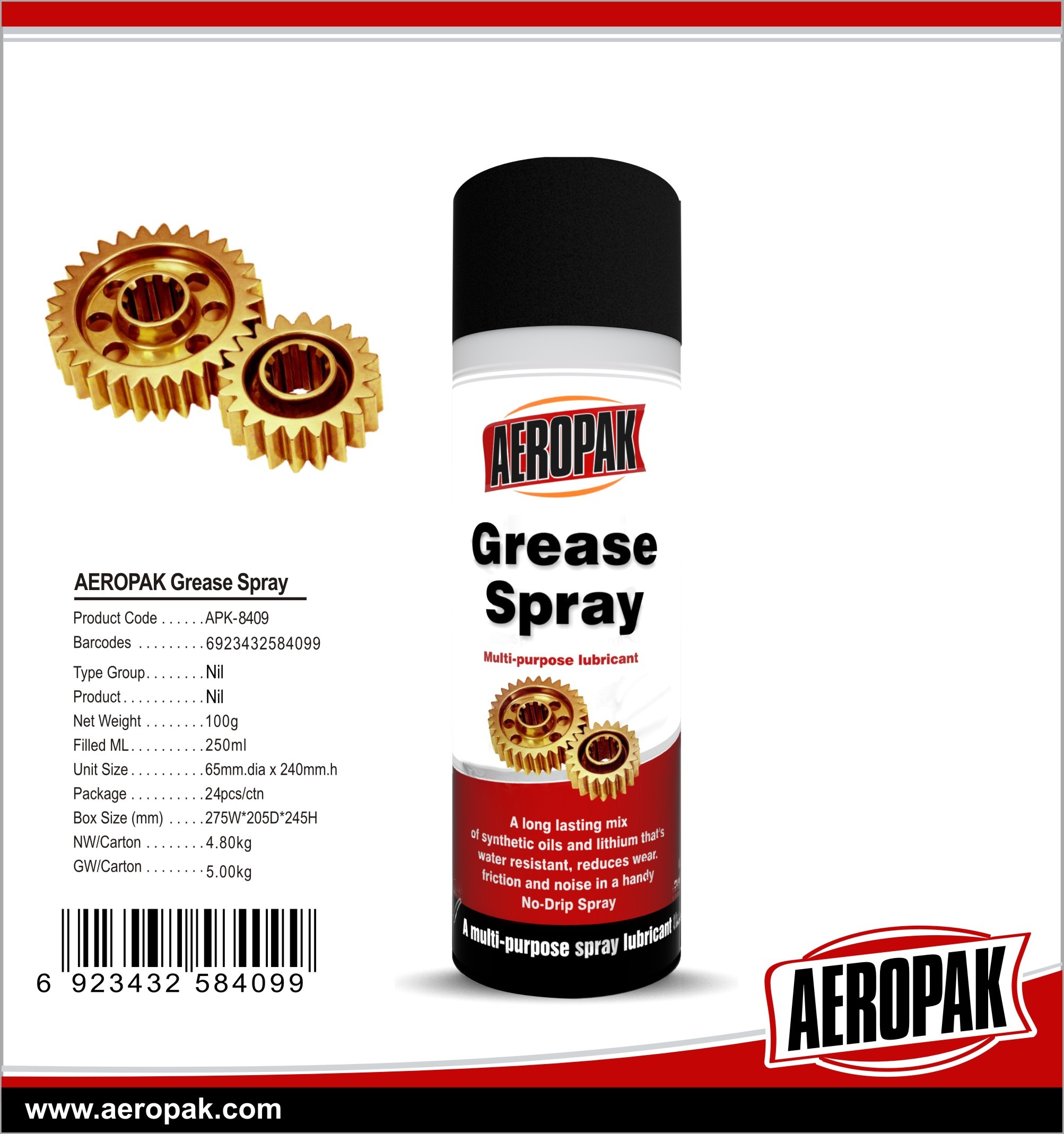 Wholesale AEROPAK 500ML aerosol spray can Multi purpose lubrcant Grease Spray from china suppliers
