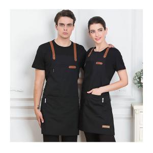 Wholesale Black Blue Green Customized Logo Cotton Kitchen Apron Durable For Cooking Chef from china suppliers
