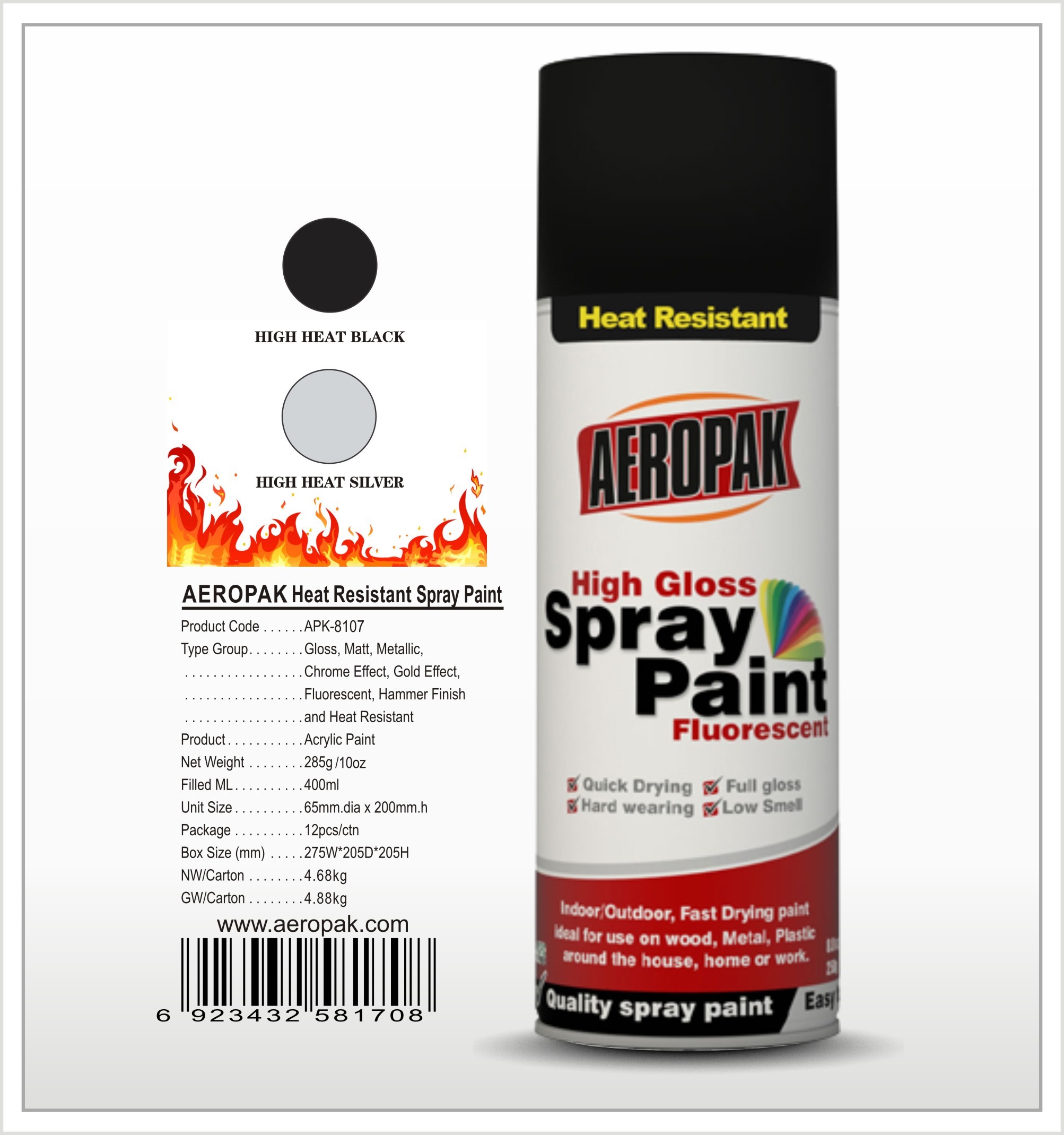 Wholesale Aeropak  aerosol can 400ml 10oz Heat Resistant spray paint with all colors from china suppliers