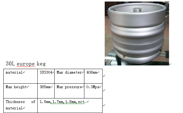 Wholesale Food Grade Stainless Steel Kegs , OEM 30 Liter Keg SGS Certification from china suppliers