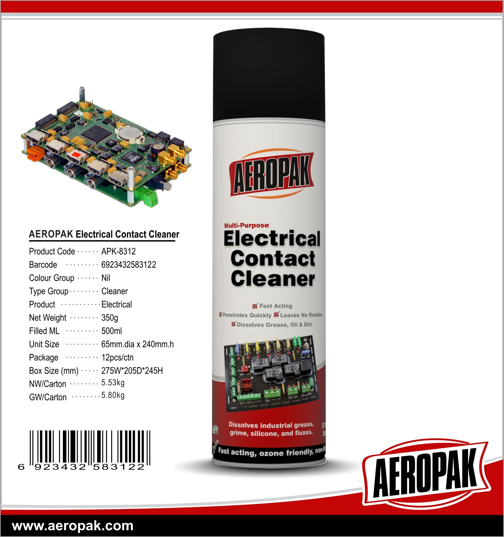 Wholesale AEROPAK 500ML aerosol spray can Multi-Purpose Electrical Contact Cleaner from china suppliers
