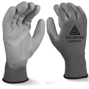 China 13Gauge Polyester Liner Polyurethane/PU Coated Work Gloves (Grey-Grey) PU-02 on sale