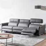 Top Layer Cowhide Three-Seat Functional Stretch Sofa Leather Art Smart Furniture