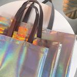 Silver Metallic Non Woven Holographic Tote Shopping Bag Laser Non-Woven Bag