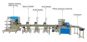 China Horizontal Biodegradable Tableware Making Machine , Disposable Kits Cutlery Packing Machine on sale