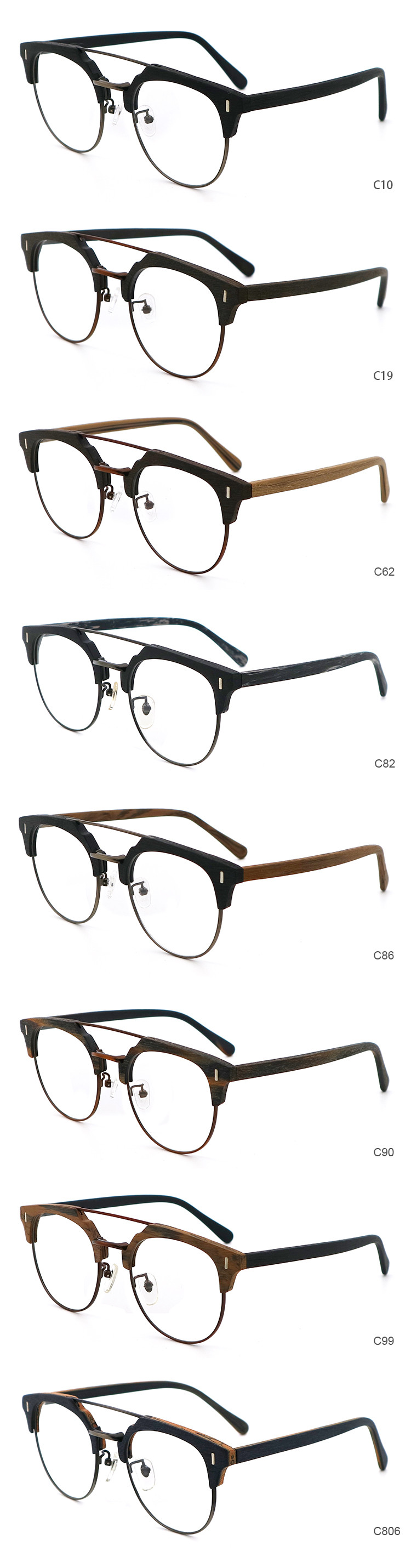Factory Manual Vintage Wood Grain Acetate Glasses Frame MR 096