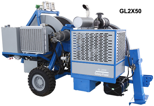 Pulling Type Conductor Stringing Machine , 2x50KN Tension Stringing Equipment