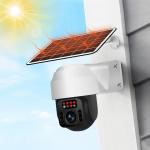 Weatherproof 6.8W 4G Solar PTZ Camera , Wireless Battery 4G WiFi Security Camera