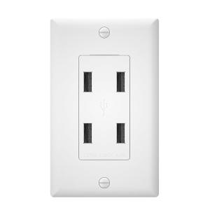 Wholesale Wall Mounted USB Wall Outlet 4 Charging Ports 125V AC 60Hz from china suppliers