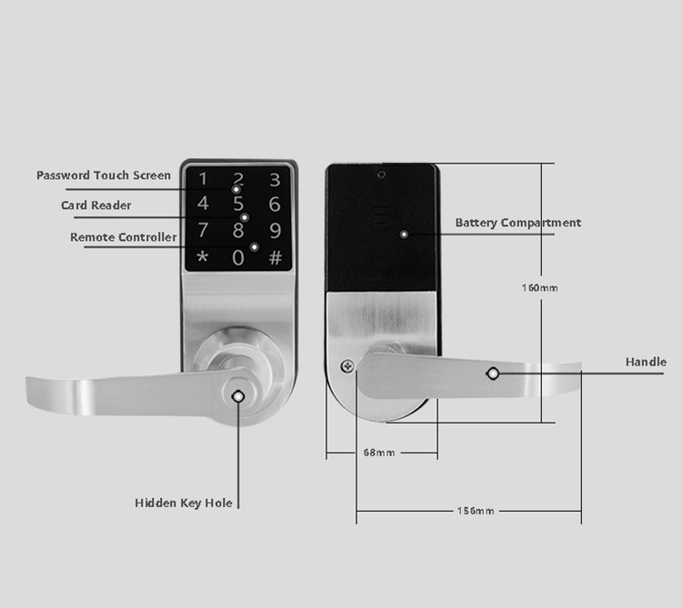 Combination Digital Code Door Lock Support Password Card Low Power Consumption