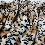 PV Fleece Faux Fur Plush Fabric For Shoes Garments Upholstery Leopard Printed