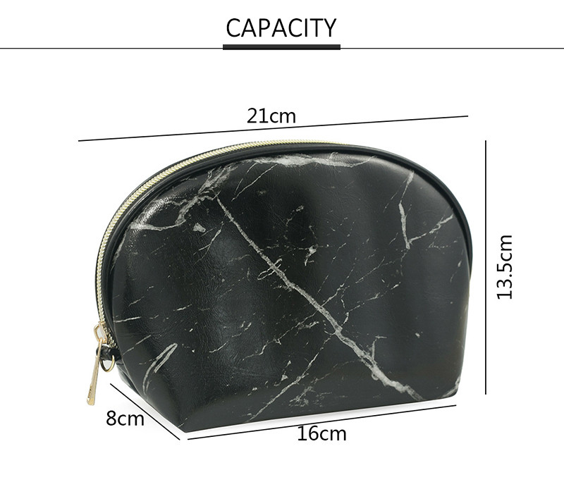 Shell Shape Waterproof Travel Marble PU Cosmetic Make Up Bags