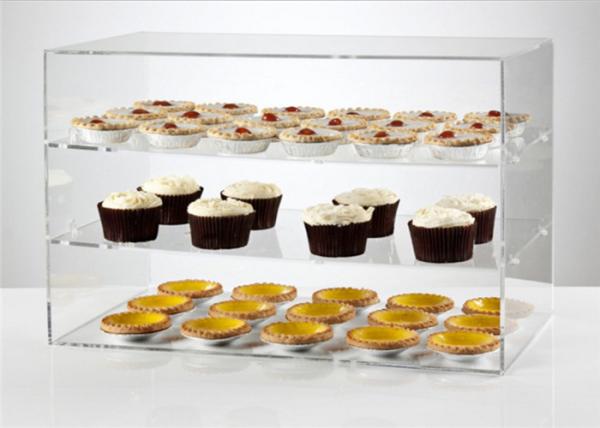 Transparent Acrylic Display Showcase / Acrylic Bakery Display Bright Luster For