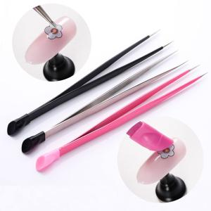 Wholesale 2 Heads Nail Care Tools Light Weight Tweezers With Silicone Pressing Head from china suppliers