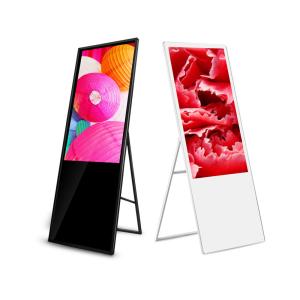 Wholesale 43 49 55 inch indoor A-type portable signage display movable advertising media player Infrared touch lcd digital poster from china suppliers