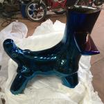 Interior Metal Art Sculptures Gem Blue Abstract Metal Sculptures Stainless Steel