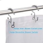 Double Shower Curtain Rings Stainless Steel Rustproof Metal Hooks for Bathroom