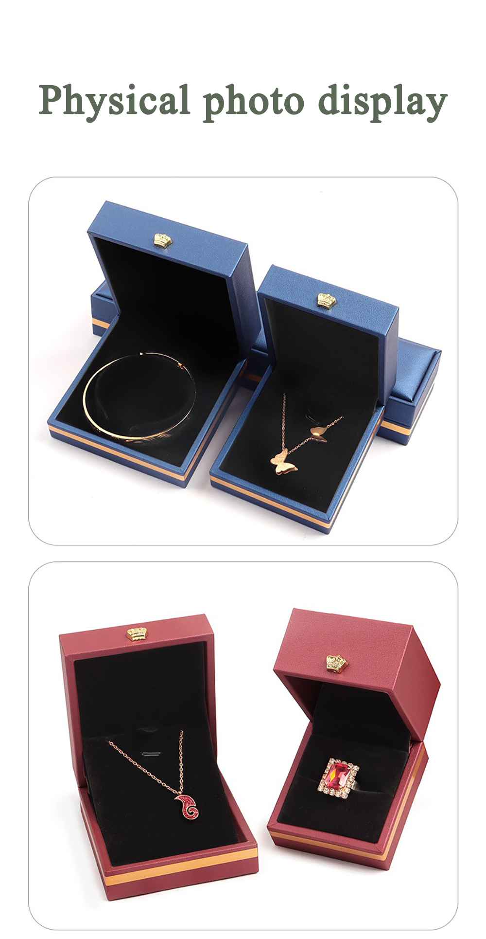 Custom Logo PU Leather Storage Box 6 Colors Ring Packaging Box
