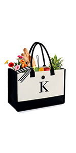 BeeGreen Large Canvas Tote 13oz Canvas with Zipper Pocket for School