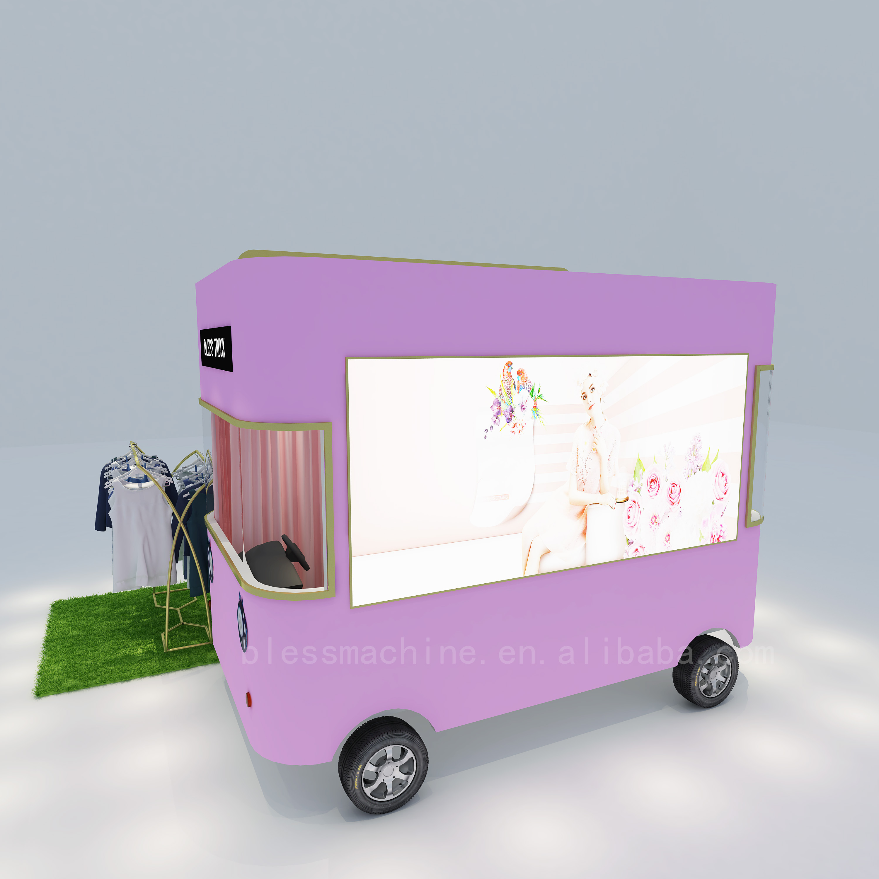 Electric Mobile Fashion T-shirt Jeans Jacket Pants Truck Trailer Cart Boutique 3.0kw