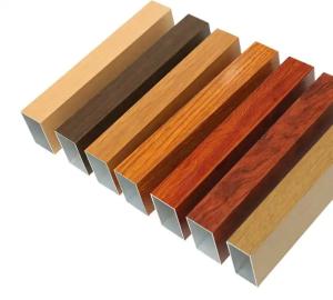 Wholesale Aluminium Box Rectangular Profile Wood Grain Square Aluminium Profile for Furniture Decorations from china suppliers