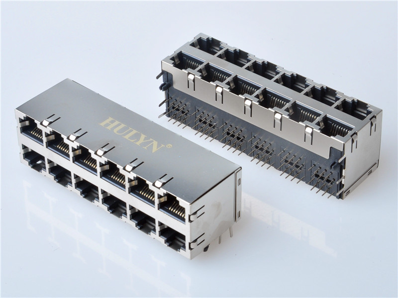 Shielded RJ45 Connector, Through Hole Type, Side Entry, 2x6 Ports，HULYN，RJ45