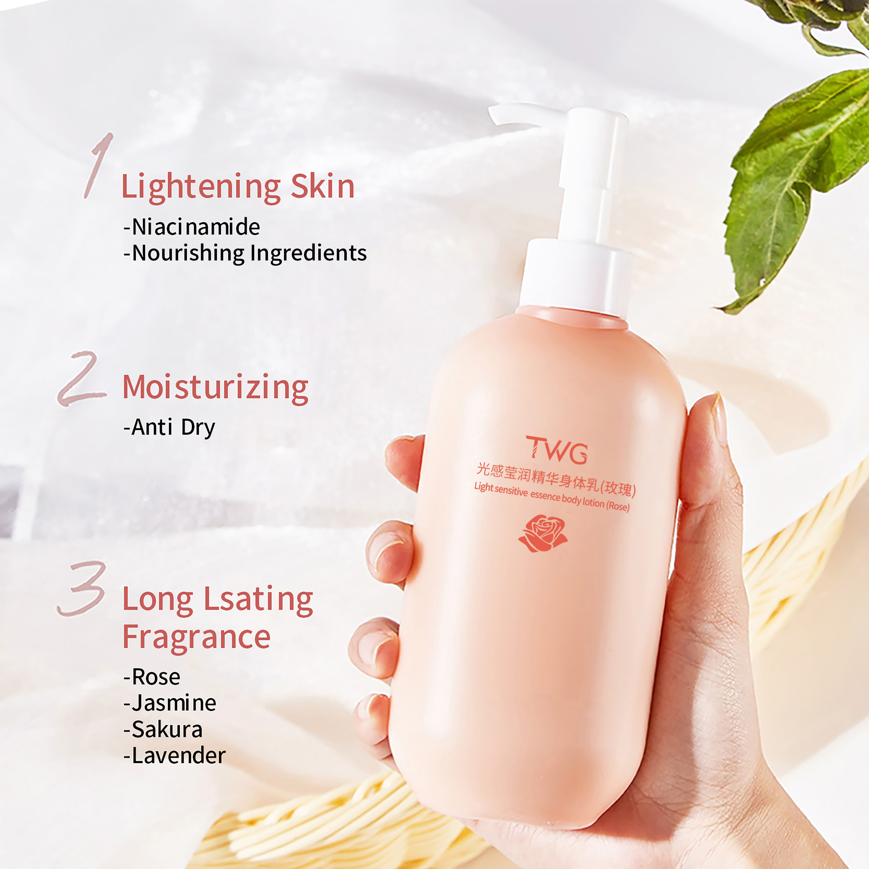 Private Label Custom Moisturizing Body Lotion Soothing Brightening Smoothing Skin Care Niacinamide Whitening Body Lotion