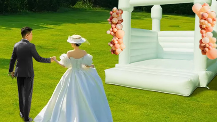 Party Rental Equipment White Bounce House Jumping Castle Inflatable Bouncer
