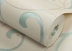 Embossed Vinyl Interior Decorating Wallpaper , Silver and Green Contemporary