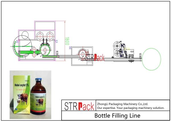 Veterinary Medicine Liquid Bottle Filling Line / Bottle Liquid Filling Machine