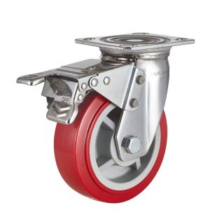 Buy cheap 4/5/6/8 Inch Swivel Red Pu Wheels Stainless Steel Customized Heavy Duty 360 from wholesalers