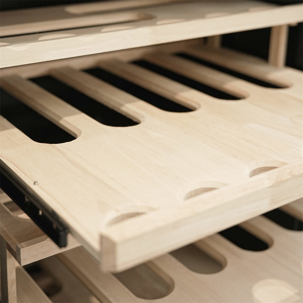 Precise Temperature-Controlled Red Wood Wine Cooler With Locker