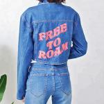 Custom Casual Womens Short Jean Jacket , Slim Fit Jeans Coat For Ladies