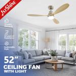 Contemporary LED Ceiling Fan with Wooden Blades Remote Control and Color