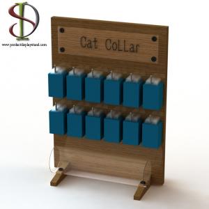 Wholesale Wood 30cm X 20cm X 41cm Point Of Purchase Display Stand Cat Collar With Hooks from china suppliers