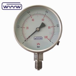 China 4 All Stainless Steel Pressure Gauge Dial 0-100bar 100mm SS304 Dry Oxygen Manometer on sale