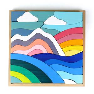 Wholesale Baby 3cm Sky Cloud Large Rainbow Stacker Large Wooden Blocks For Toddlers from china suppliers