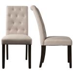 27.56lbs 39.17" H Beigh Fabric Dining Chair Sets Of 2 With Copper Nails