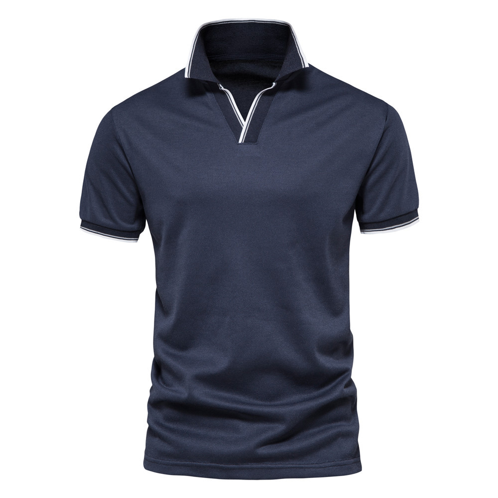 Print Custom Polo T-Shirts for Men 2024 Summer V-Neck Solid Color Work Short Sleeve