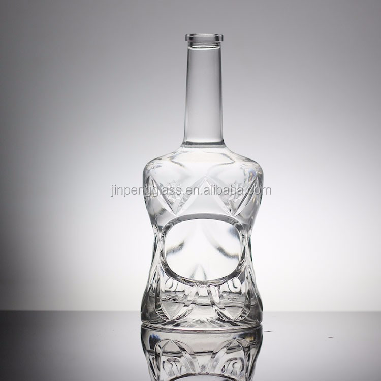 Beautiful Women Body Shaped Glass Bottle with Cork Sealing Type